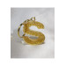 Letter S Gold Glitter Epoxy Keychain, Transparent