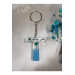 Letter T Blue Floral Epoxy Keychain, Transparent