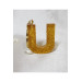 Letter U Gold Glitter Epoxy Keychain, Transparent