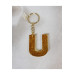 Letter U Gold Glitter Epoxy Keychain, Transparent