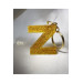 Letter Z Gold Glitter Epoxy Keychain, Transparent