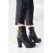 Womens Black Long Heel Boots With Zippers