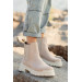 Womens Winter Boots In Nude Rubber Suede Leather