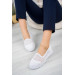 Aymood Thick Sole Knitted Ballet Ballet White Textile