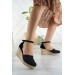 Aymood Womens Black Embellished Tricot Sandal