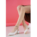 White Skin Womens Stylish Daily Comfortable Short Heeled Shoes Open Back Heel Height 5Cm
