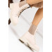 Womens Winter Boots In Nude Leather With Laceup