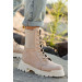 Womens Winter Boots In Nude Leather