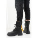 Womens Black Leather Winter Boots With Laceup And Zipper