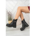Womens Black Leather Winter Boots With Laceup And Zipper