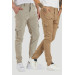 Mens Cargo Pants, Camel And Light Beige, Two Piece, Xl