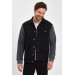Mens Black Jeans Jacket With Cotton Sleeves, Size S