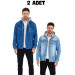 Mens Oversize Denim Jacket With Hood, Two Piece Size Xxl
