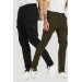 Mens Comfortable Two Piece Pants, Black And Olive, Size L