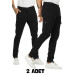 Mens Comfortable Two Piece Black Cargo Pants M