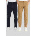 Mens Navy And Camel Chino Pants, Two Pieces, Size 36