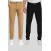 Mens Black And Camel Chino Pants, Two Pieces, Size 34