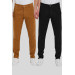 Mens Black And Earthy Cotton Trousers, Two Pieces, 36