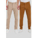 Mens Cotton Trousers In Earthy And Light Beige, Two Piece Size 31