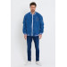 Mens Oversize Blue Denim Baseball Jacket, Size 2Xl