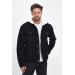 Mens Stylish Black Furry Winter Jacket Size L
