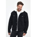 Stylish Mens Winter Furry Jacket, Black, Size M