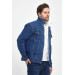 Mens Winter Fur Blue Denim Jacket Size 2Xl