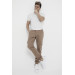 Mens Camel Cargo Pants With Elasticity S