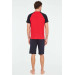 Men Red Tshirt Shorts Set