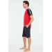 Men Red Tshirt Shorts Set