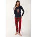 Deer Navy Blue Mother Daughter Long Sleeve Pajama Set