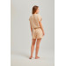 Beige Side Drawstring Shorts Muslin Set