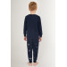 Jurassic Club Navy Blue Boy Long Sleeve Pajama Set