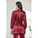 Velvet Satin 3 Piece Women Crop Pajama Set