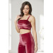 Velvet Satin 3 Piece Women Crop Pajama Set