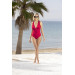 Women Belt Detailed Back Strap Swimsuit Cherry