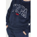 Navy Blue Boy Fleece Tracksuit Set