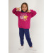 Super Girl Dark Pink Girl Tracksuit Set