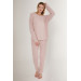 Sweet Pink Women Long Sleeve Pajama Set