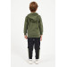 Boy Collar Zipper Tracksuit Set