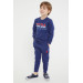 Navy Blue Boy Crew Neck Tracksuit