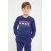 Navy Blue Boy Crew Neck Tracksuit