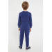 Navy Blue Boy Crew Neck Tracksuit