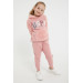 Retro Pink Girls Fleece Tracksuit Set