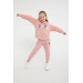 Retro Pink Girls Fleece Tracksuit Set