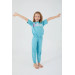 Sea Blue Girl Short Sleeve Pajama Set