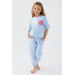 Sea Blue Girl Short Sleeve Pajama Set