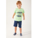 Shaped Writing Detail Boy Bermuda Suit