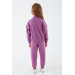 Blue Girl Collar Zipper Tracksuit