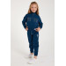 Blue Girl Collar Zipper Tracksuit